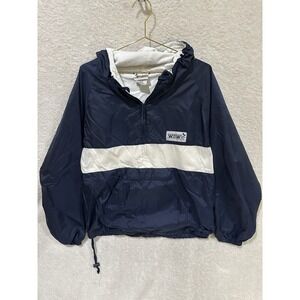 Vtg Walt Disney World  Windbreaker Jacket Colorblock Navy White Medium *Flaw